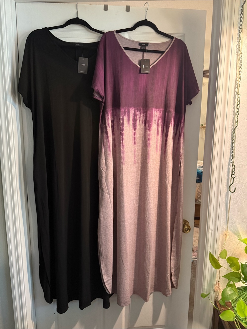 Two dress bundle✨ Women's V-Neck Dip-Dye Maxi Tunic - Purple and Taupe, Black
